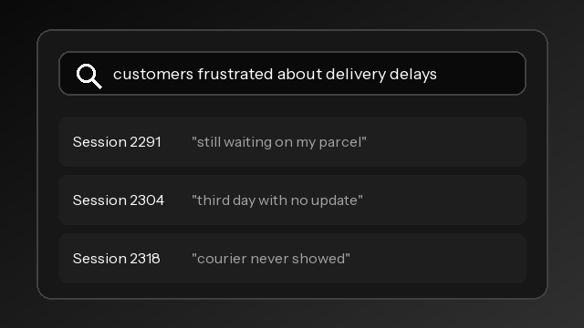 Search conversations and trace user journeys.