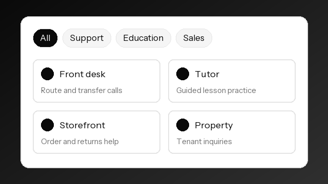 Pre-built agent templates for different use cases.